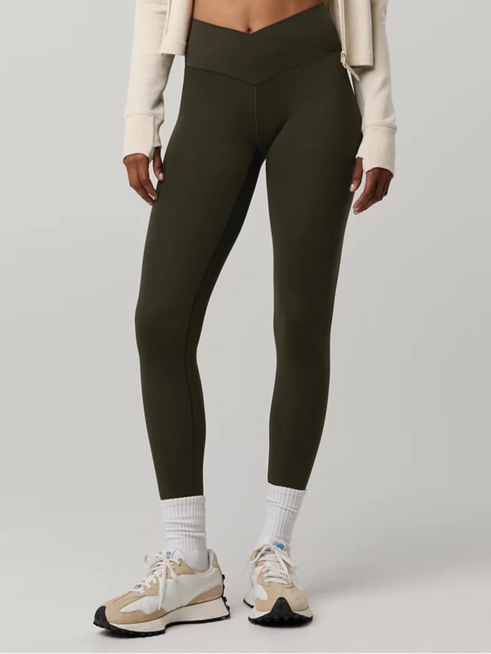 Aerie Olive Petal Green Criss Cross Waist Leggings Large